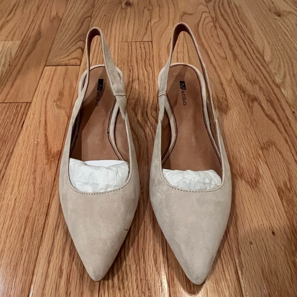 NIB Matiko Circa Peach Pointed Toe Slingback Wood… - image 2